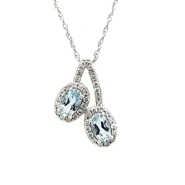 14K White Gold Double Aquamarine & Diamond Pendant Quality Gem LLC Bethel, CT