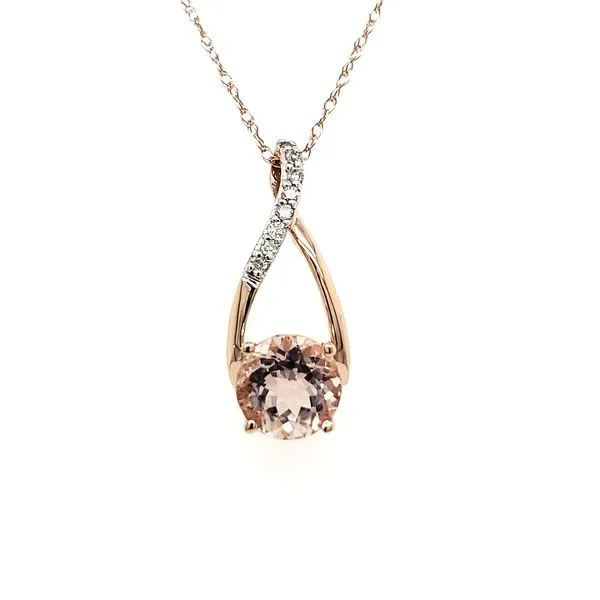 14K Rose Gold Morganite & Diamond Pendant Image 3 Quality Gem LLC Bethel, CT