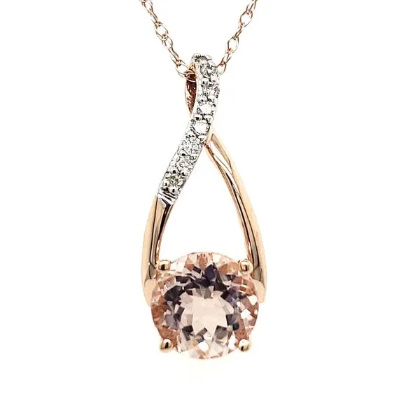 14K Rose Gold Morganite & Diamond Pendant Quality Gem LLC Bethel, CT