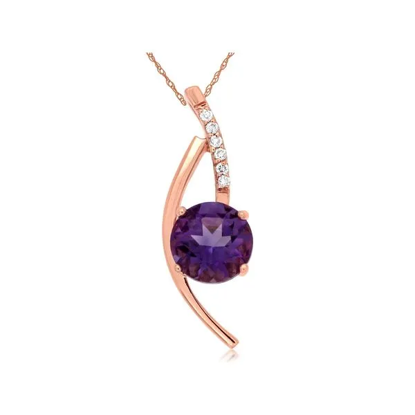 14K Rose Gold Contemporary Amethyst & Diamond Pendant Quality Gem LLC Bethel, CT