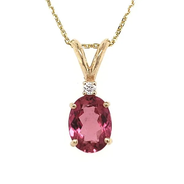 14K Yellow Gold Pink Tourmaline & Diamond Pendant Quality Gem LLC Bethel, CT