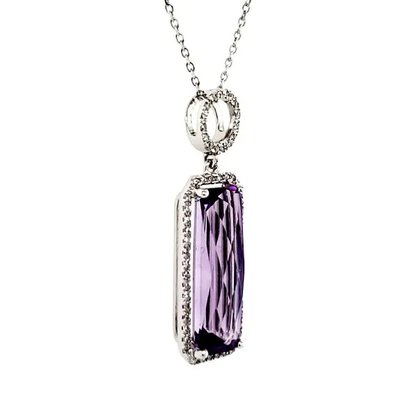 14K White Gold Amethyst & Diamond Pendant Image 2 Quality Gem LLC Bethel, CT
