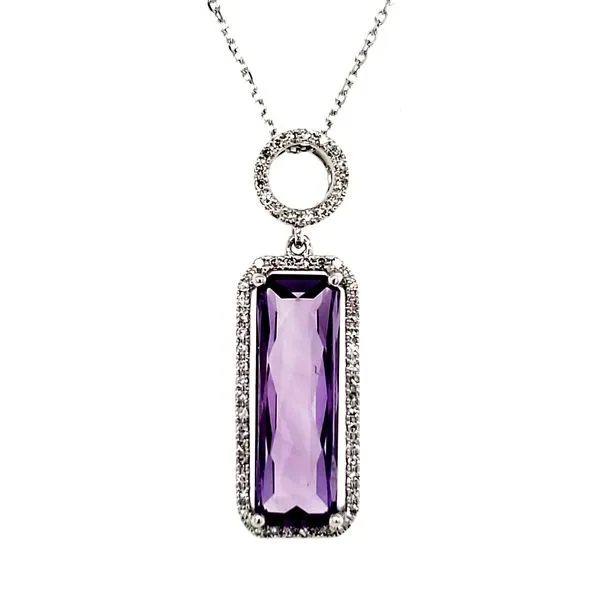 14K White Gold Amethyst & Diamond Pendant Quality Gem LLC Bethel, CT