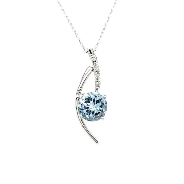 14 Karat White Gold Contemporary Aquamarine Pendant Image 3 Quality Gem LLC Bethel, CT