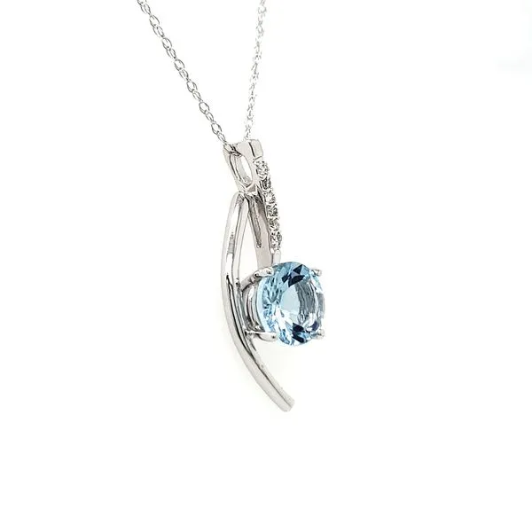 14 Karat White Gold Contemporary Aquamarine Pendant Image 4 Quality Gem LLC Bethel, CT