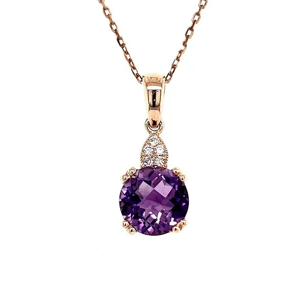 14K Rose Gold Amethyst and Diamond Pendant Quality Gem LLC Bethel, CT