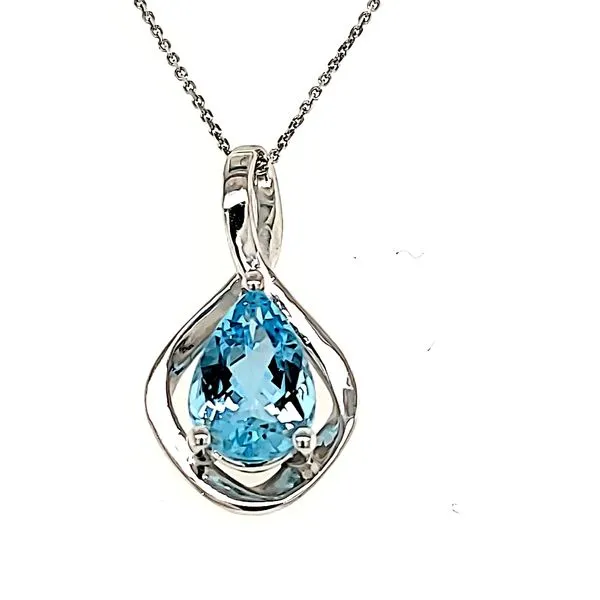 14K White Gold Aquamarine Pendant Quality Gem LLC Bethel, CT