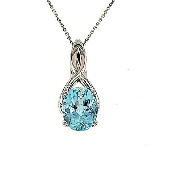 14K White Gold Aquamarine Freeform Pendant Quality Gem LLC Bethel, CT