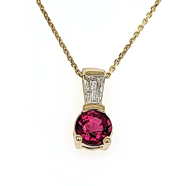 14K Yellow Gold Red Tourmaline & Diamond Pendant Quality Gem LLC Bethel, CT