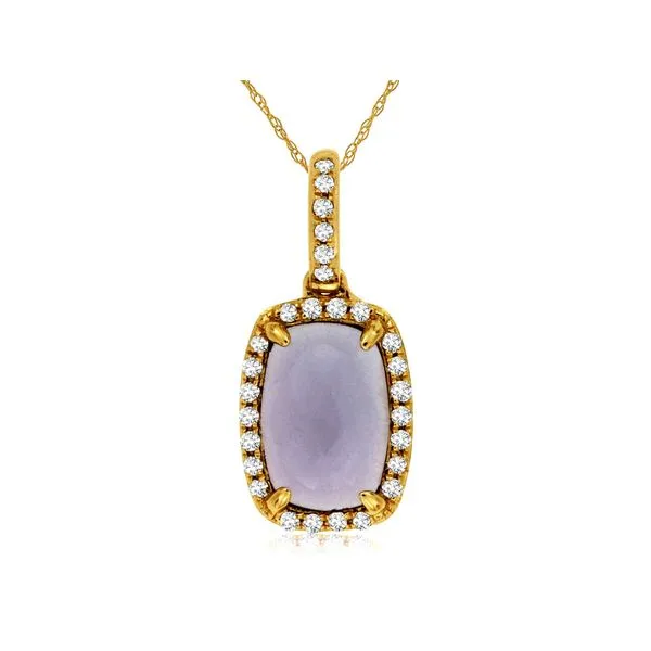 14K Yellow Gold Amethyst And Diamond Halo Pendant Length 18 Inches Quality Gem LLC Bethel, CT