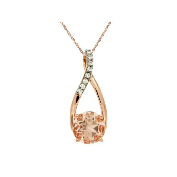 14K Rose Gold Morganite & Diamond Pendant Image 2 Quality Gem LLC Bethel, CT