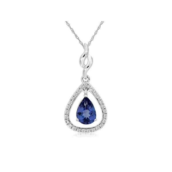 14K White Gold Tanzanite and Diamond Pendant Length 18 Inches Quality Gem LLC Bethel, CT