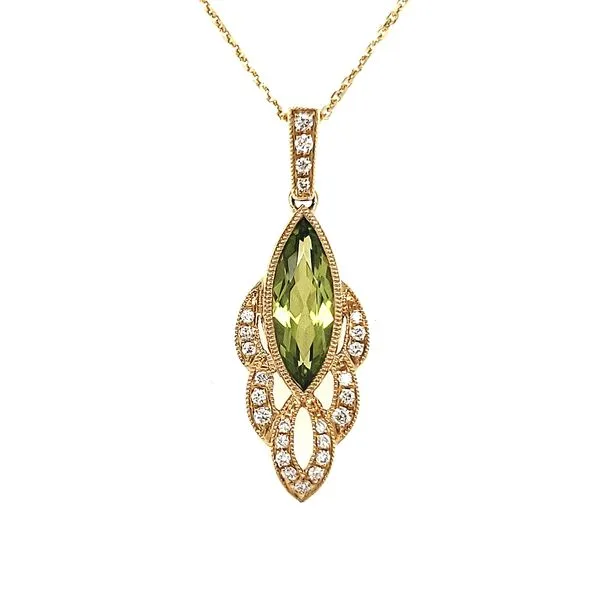 14K Yellow Gold Peridot and Diamond Pendant Quality Gem LLC Bethel, CT