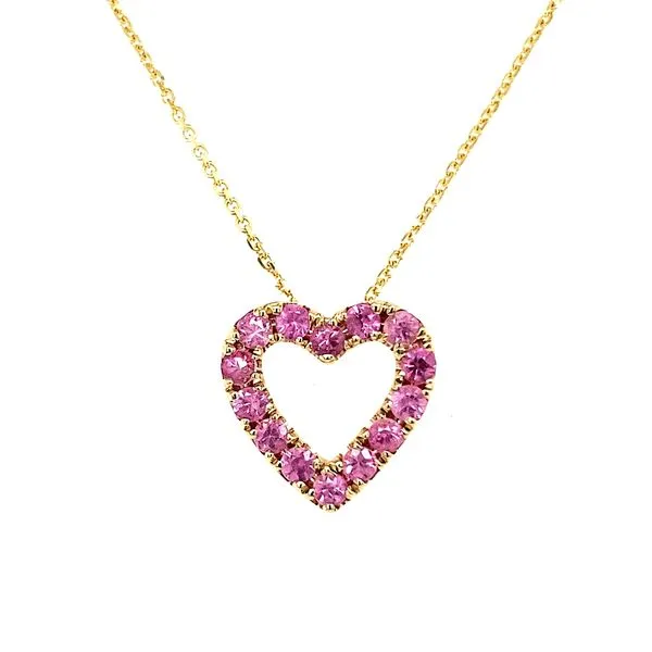 14K Yellow Gold Pink Sapphire Heart Pendant Length 18 Inches Quality Gem LLC Bethel, CT