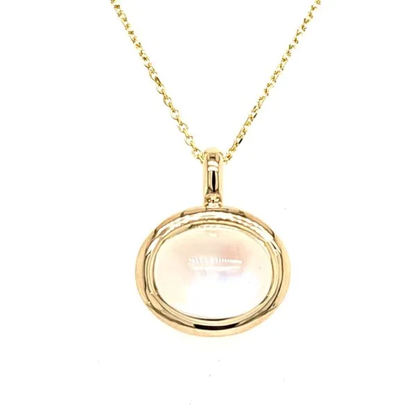 14K Yellow Gold East West Moonstone Bezel Pendant Length 18 Inches Quality Gem LLC Bethel, CT