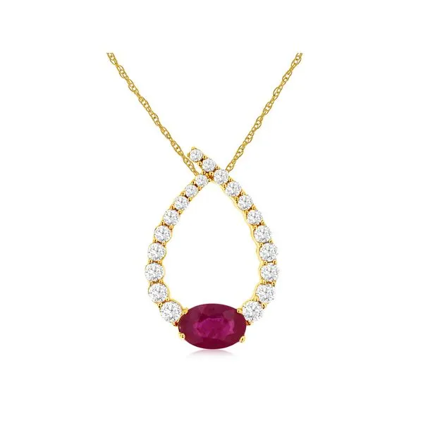 14K Yellow Gold Ruby and Diamond Pendant Length 18 Inches Quality Gem LLC Bethel, CT