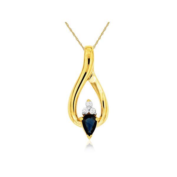 14K Yellow Gold Sapphire & Diamond Pendant Quality Gem LLC Bethel, CT