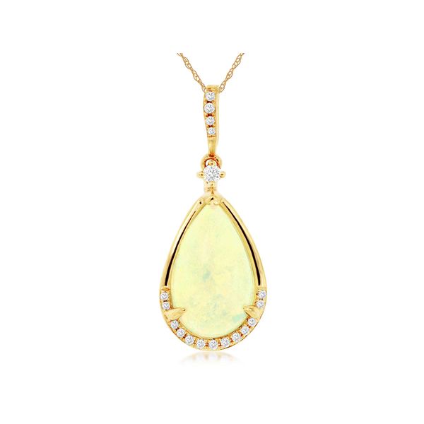 14K Yellow Gold Opal and Diamond Pendant Quality Gem LLC Bethel, CT