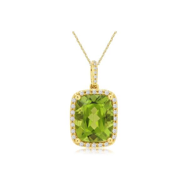 14K Yellow Gold Peridot and Diamond Pendant Quality Gem LLC Bethel, CT