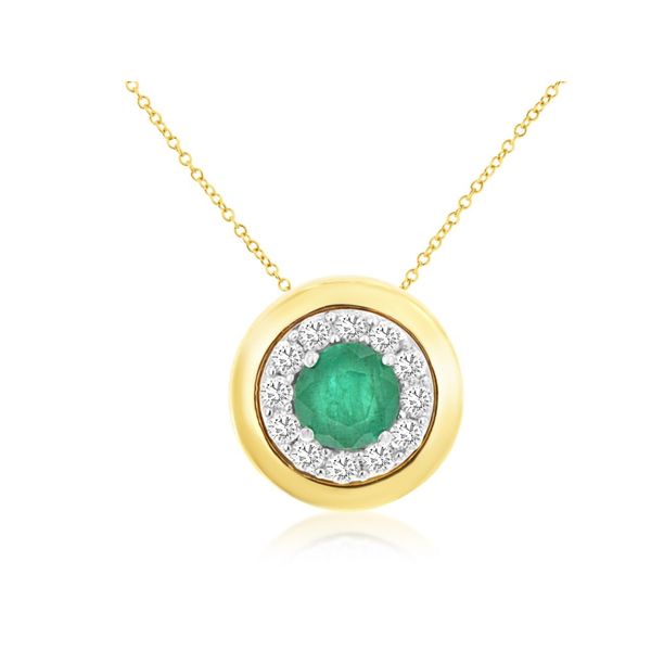 14K Yellow Gold Emerald and Diamond Slide Pendant Quality Gem LLC Bethel, CT