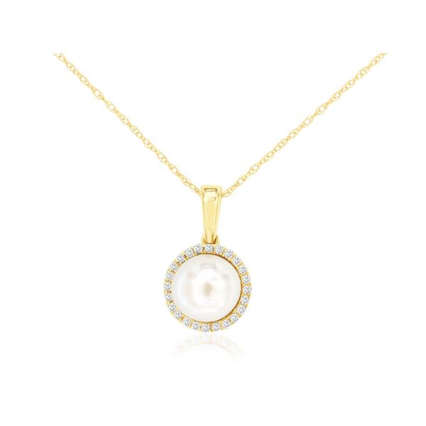 14K Yellow Gold Pearl and Diamond Pendant Quality Gem LLC Bethel, CT