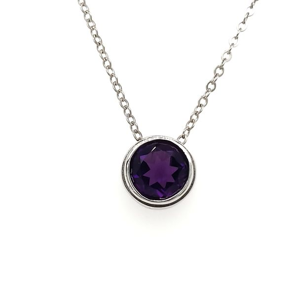 14K White Gold Bezel Set Amethyst Slide Necklace Quality Gem LLC Bethel, CT