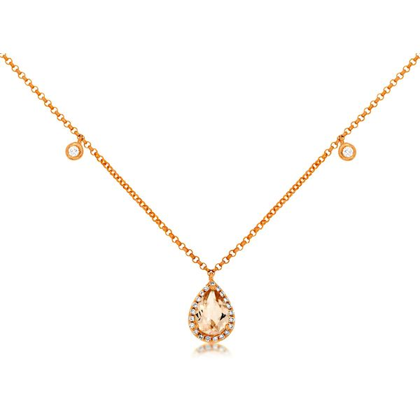 14K Rose Gold Morganite & Diamond Dangle Necklace Image 2 Quality Gem LLC Bethel, CT