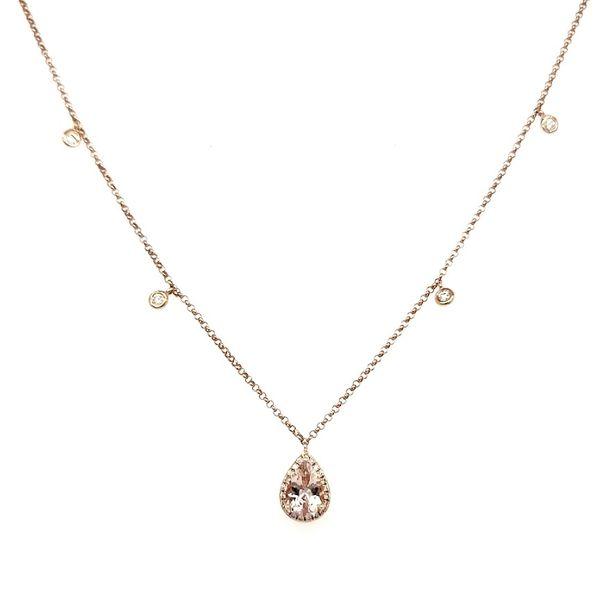 14K Rose Gold Morganite & Diamond Dangle Necklace Quality Gem LLC Bethel, CT
