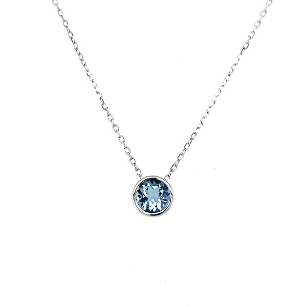 14K White Gold Small Bezel Aquamarine Necklace Quality Gem LLC Bethel, CT