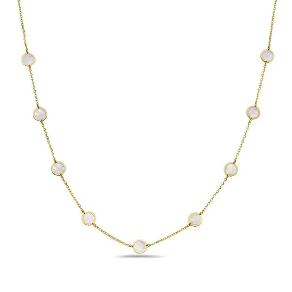 14K Yellow Gold Mother of Pearl Station Necklace Quality Gem LLC Bethel, CT