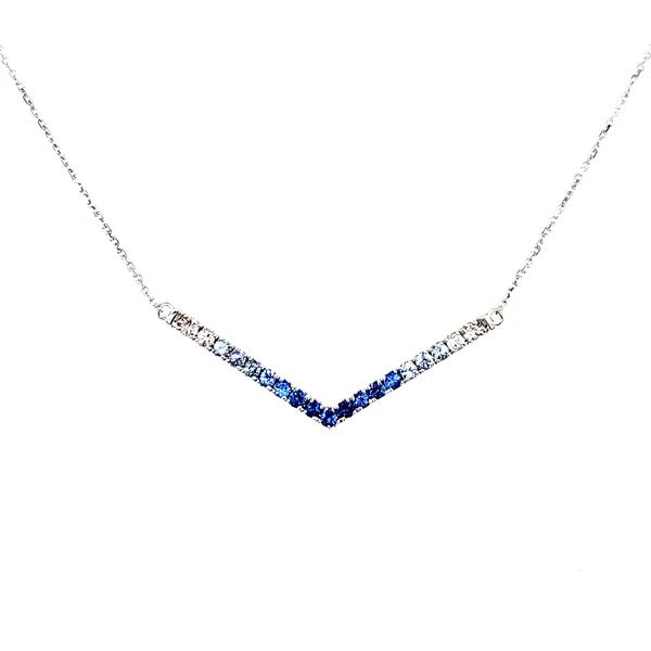 14K White Gold Ombre Sapphire Chevron Necklace Length 18 Inches Quality Gem LLC Bethel, CT