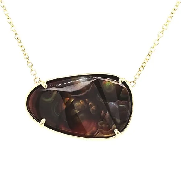 14K Yellow Gold Fire Agate Necklace Length 18 Inches Quality Gem LLC Bethel, CT
