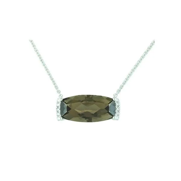 14K White Gold Smoky Quartz and Diamond Necklace Length 18 Inches Quality Gem LLC Bethel, CT