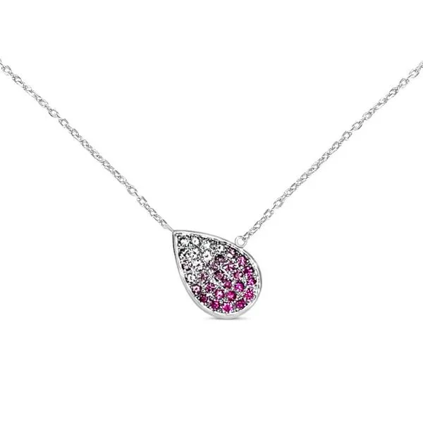 14K White Gold Pink Sapphire Ombre Necklace Length 18 Inches Quality Gem LLC Bethel, CT