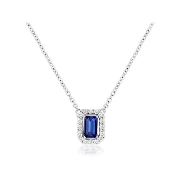 14K White Gold Tanzanite & Halo Diamond Necklace Length 18 Inches Quality Gem LLC Bethel, CT
