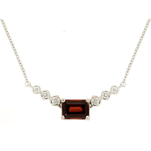 14K White Gold Garnet and Diamond Necklace Length 18 Inches Quality Gem LLC Bethel, CT