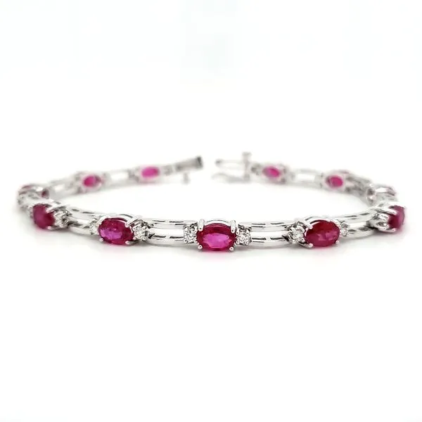 14K White Gold Ruby and Diamond Bracelet Quality Gem LLC Bethel, CT