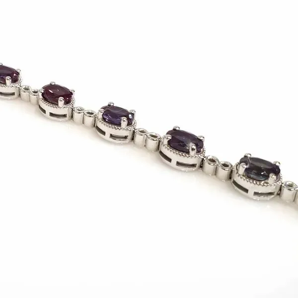 14K White Gold Created Alexandrite Infinity Link Bracelet Image 2 Quality Gem LLC Bethel, CT