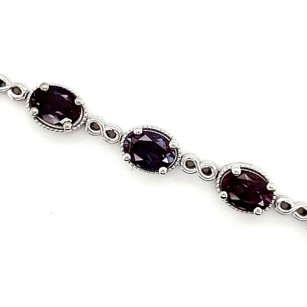 14K White Gold Created Alexandrite Infinity Link Bracelet Image 5 Quality Gem LLC Bethel, CT