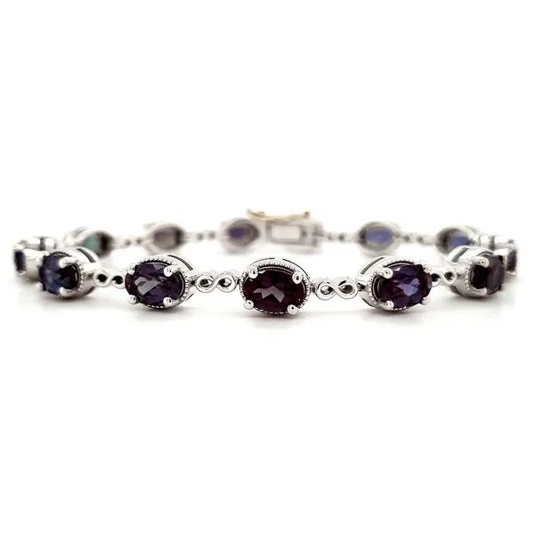 14K White Gold Created Alexandrite Infinity Link Bracelet Quality Gem LLC Bethel, CT