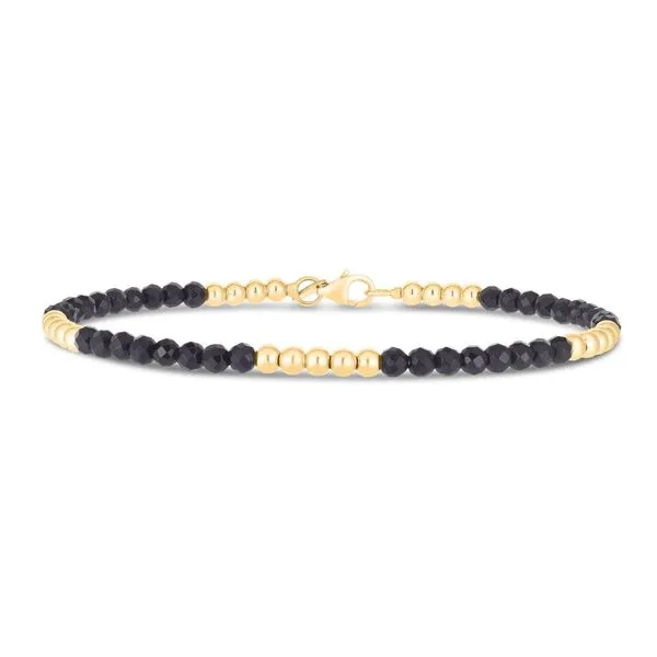 14K Yellow Gold Onyx Pallina Bead Bracelet Length 7 Inches Quality Gem LLC Bethel, CT