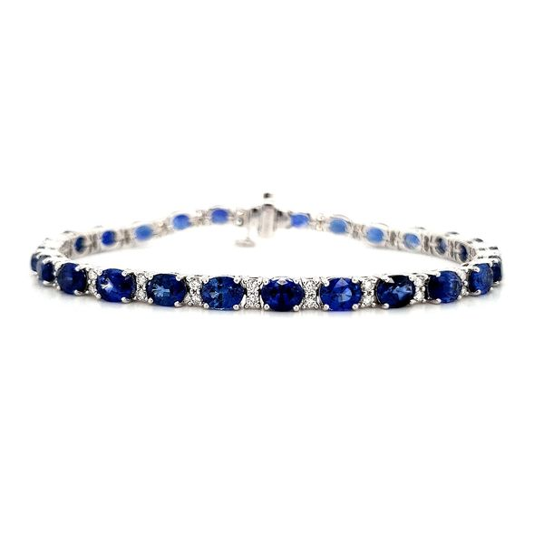 14K White Gold Ceylon Sapphire & Diamond Tennis Bracelet Quality Gem LLC Bethel, CT