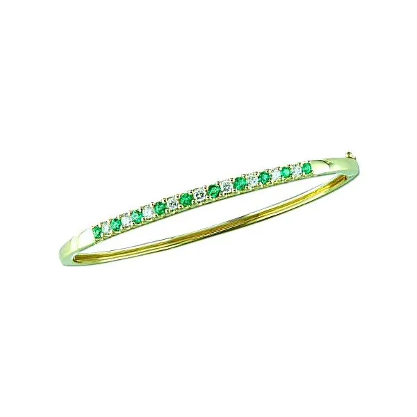 14K Yellow Gold Emerald and Diamond Bangle Bracelet Quality Gem LLC Bethel, CT