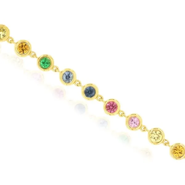 14K Yellow Gold Multi Colored Sapphire Bracelet Length 7 Inches Quality Gem LLC Bethel, CT
