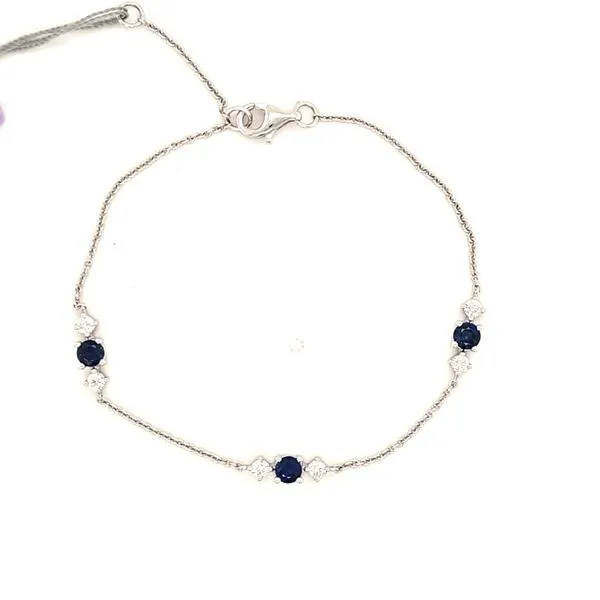18KW Sapphire and Diamond Station Bracelet Length 7 Inches Quality Gem LLC Bethel, CT