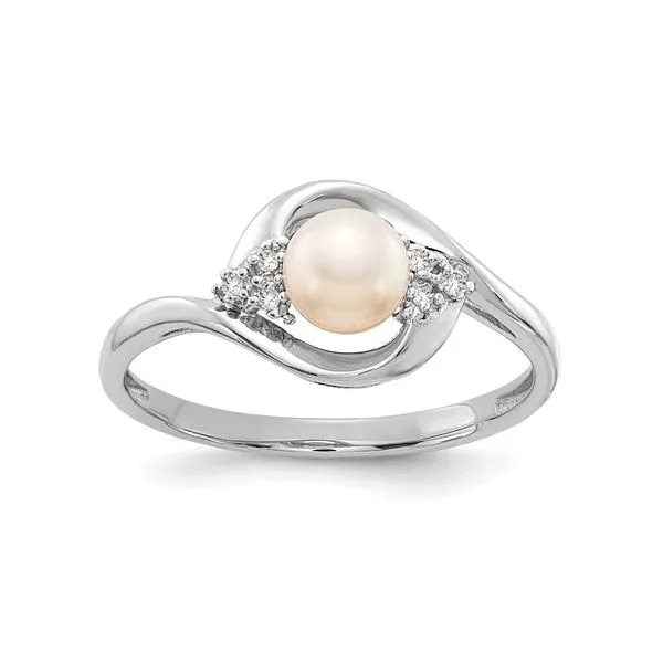 14K White Gold Pearl & Diamond Ring Quality Gem LLC Bethel, CT