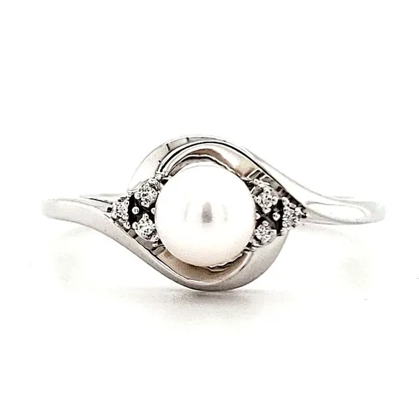 14K White Gold Pearl & Diamond Ring Quality Gem LLC Bethel, CT
