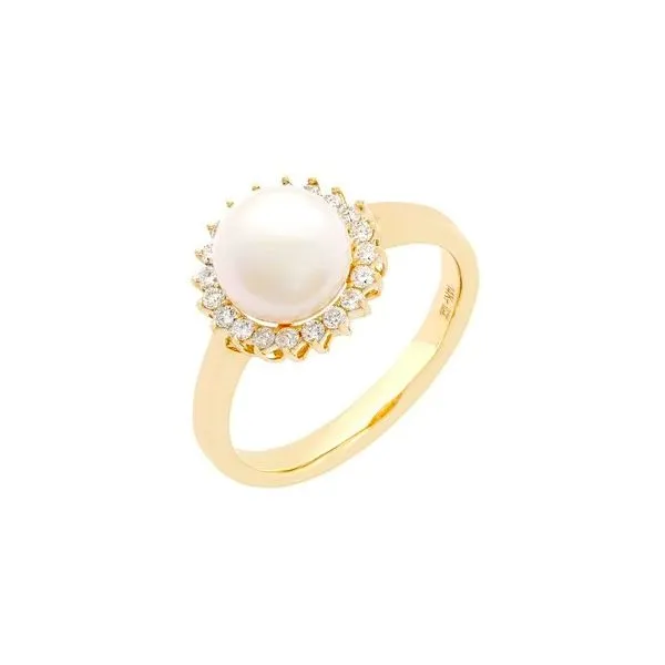 14K Yellow Gold Pearl and Diamond Ring Size 6.75 Quality Gem LLC Bethel, CT