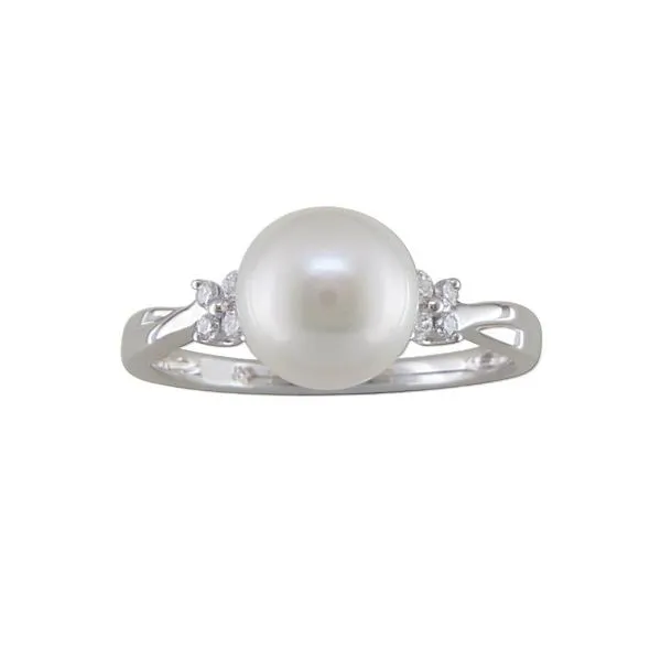 14K White Gold Pearl and Diamond Twist Ring Size 6.75 Quality Gem LLC Bethel, CT