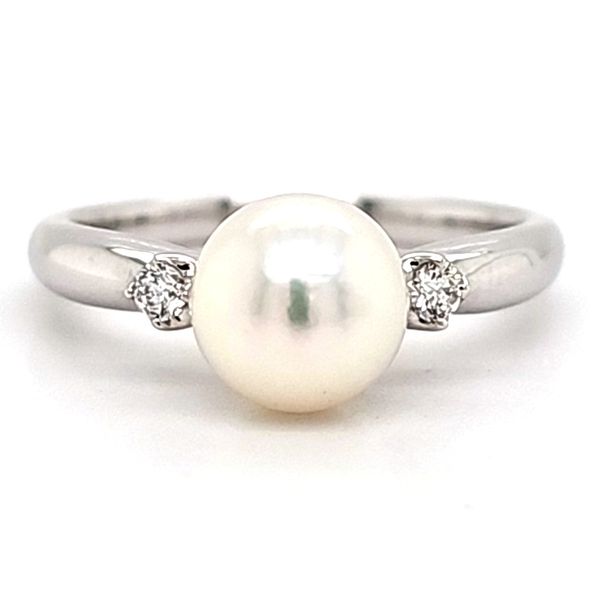 18K White Gold Pearl and Diamond Ring Size 6.25 Quality Gem LLC Bethel, CT